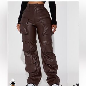 Fashion Nova Brown Leather Pants